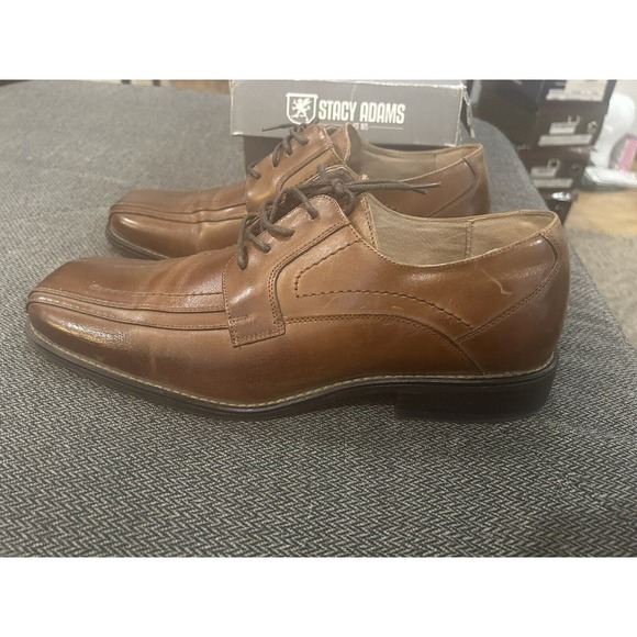 Stacy Adams Corrado Cognac Bike Toe Lace Up Oxford Style Shoes Men’s Size 11 M - Picture 2 of 16